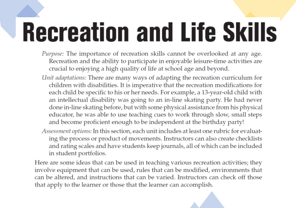 Strategies for Inclusion: Recreation and Life Skills