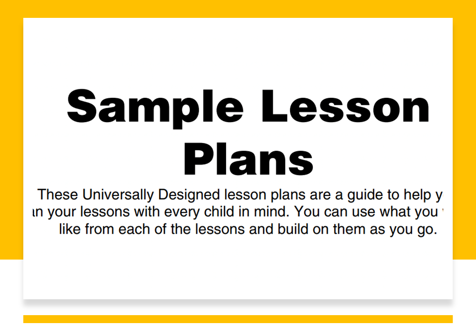 Sample Lesson Plans: Guide to Utilizing UDL Concepts